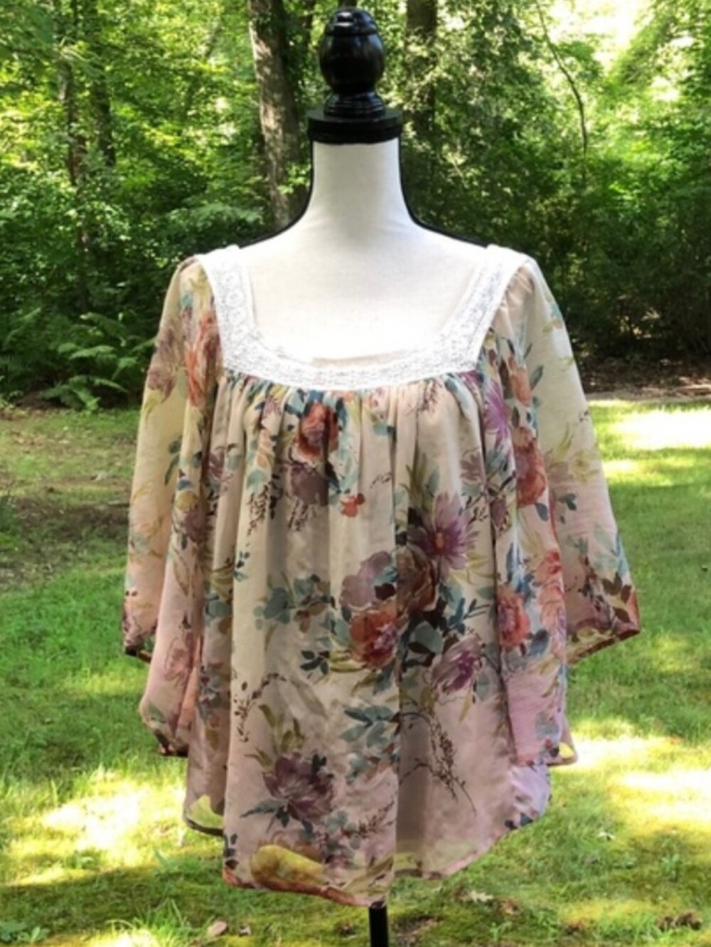 Torrid taupe floral flowy top